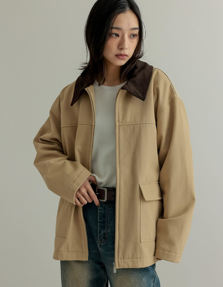 コーデュロイカラーカバーオールジャケット - ジャケット