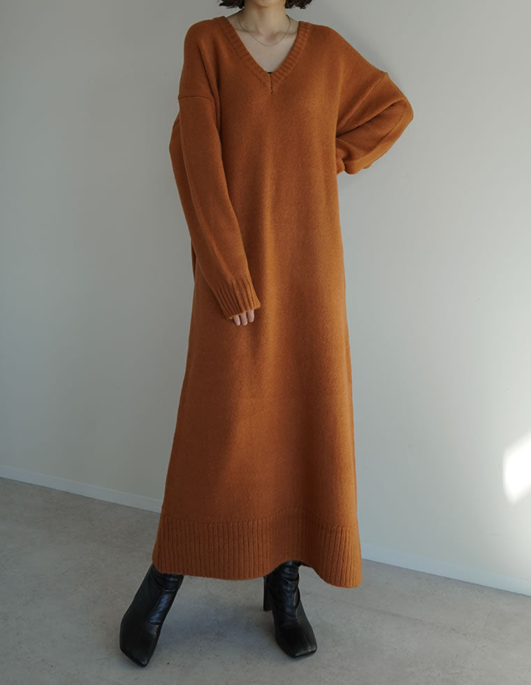 Vネックブークレニットワンピース - ワンピース通販 | 人気レディース