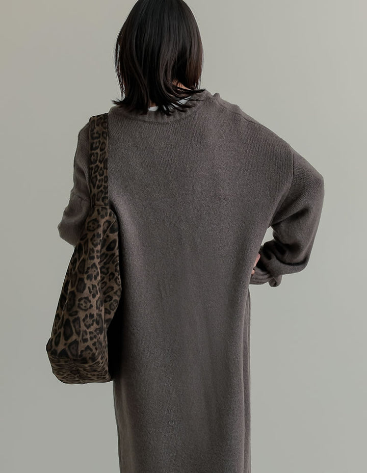 [新色追加][低身長サイズ有][体型カバー][洗濯機で洗える]Vネックブークレニットワンピース ワンピース 人気レディースファッション通販 リエディ