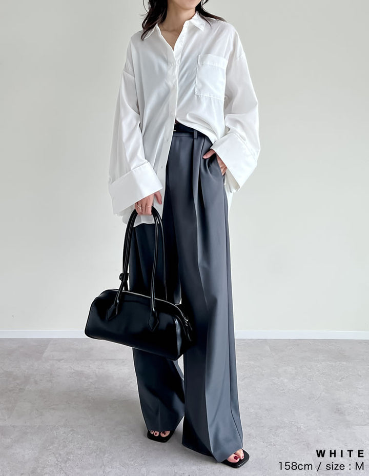 【TIME SALE 20%OFF ¥3,979⇒¥3,183】[2025SS COLLECTION]オックスビッグカフスワイドスリーブシャツ トップス 人気レディースファッション通販 リエディ