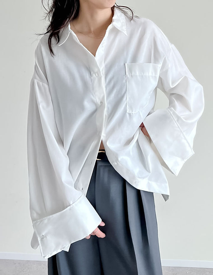 【TIME SALE 20%OFF ¥3,979⇒¥3,183】[2025SS COLLECTION]オックスビッグカフスワイドスリーブシャツ トップス 人気レディースファッション通販 リエディ