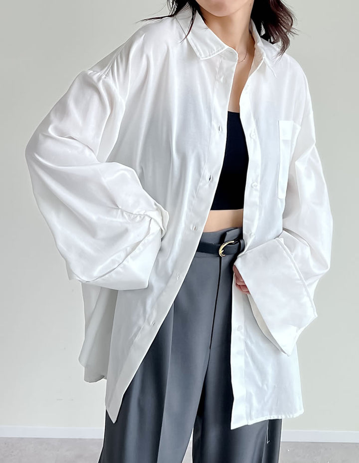 【TIME SALE 20%OFF ¥3,979⇒¥3,183】[2025SS COLLECTION]オックスビッグカフスワイドスリーブシャツ トップス 人気レディースファッション通販 リエディ