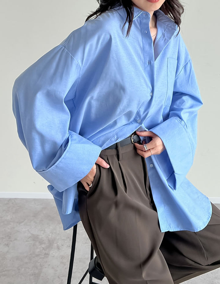 【TIME SALE 20%OFF ¥3,979⇒¥3,183】[2025SS COLLECTION]オックスビッグカフスワイドスリーブシャツ トップス 人気レディースファッション通販 リエディ