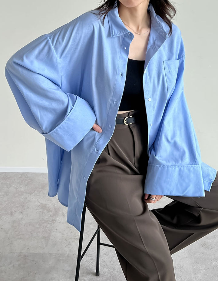 【TIME SALE 20%OFF ¥3,979⇒¥3,183】[2025SS COLLECTION]オックスビッグカフスワイドスリーブシャツ トップス 人気レディースファッション通販 リエディ