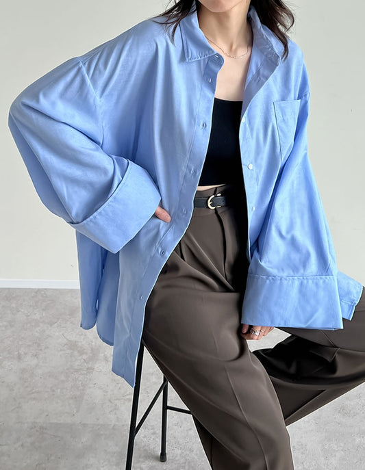 【TIME SALE 20%OFF ¥3,979⇒¥3,183】[2025SS COLLECTION]オックスビッグカフスワイドスリーブシャツ トップス 人気レディースファッション通販 リエディ