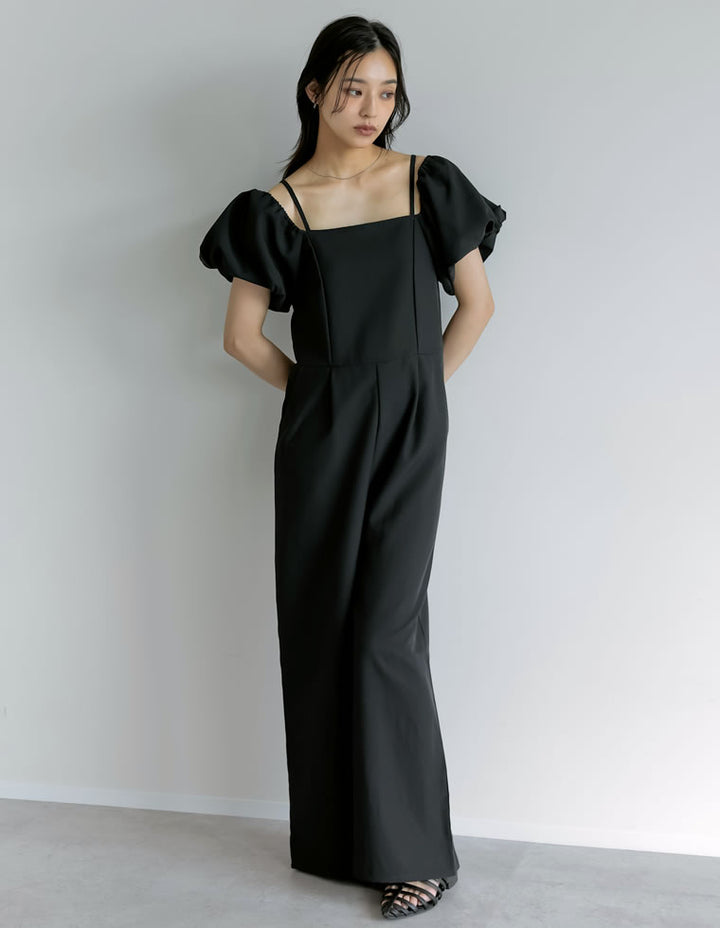 【TIME SALE 20%OFF ¥5,998⇒¥4,798】[低身長サイズ有]ライトエステルバルーンスリーブオフショル2WAYオールインワン オールインワン 人気レディースファッション通販 リエディ
