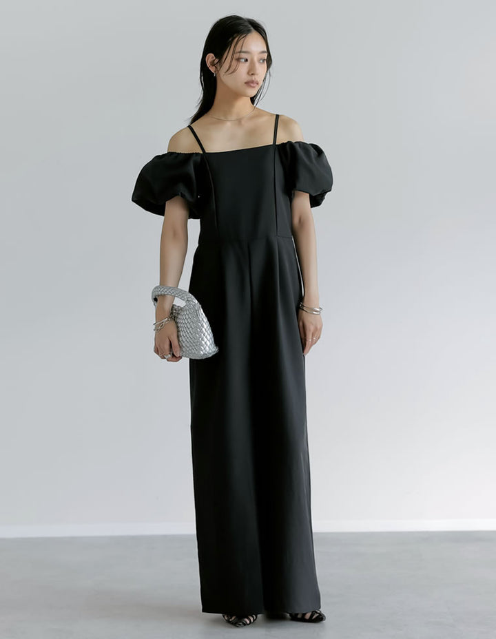 【TIME SALE 20%OFF ¥5,998⇒¥4,798】[低身長サイズ有]ライトエステルバルーンスリーブオフショル2WAYオールインワン オールインワン 人気レディースファッション通販 リエディ