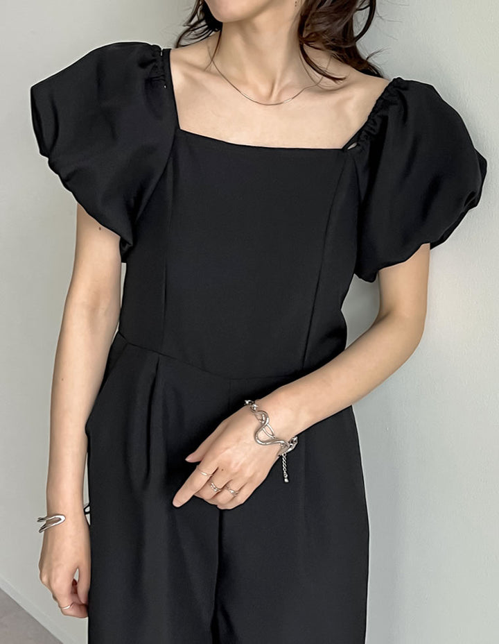 【TIME SALE 20%OFF ¥5,998⇒¥4,798】[低身長サイズ有]ライトエステルバルーンスリーブオフショル2WAYオールインワン オールインワン 人気レディースファッション通販 リエディ