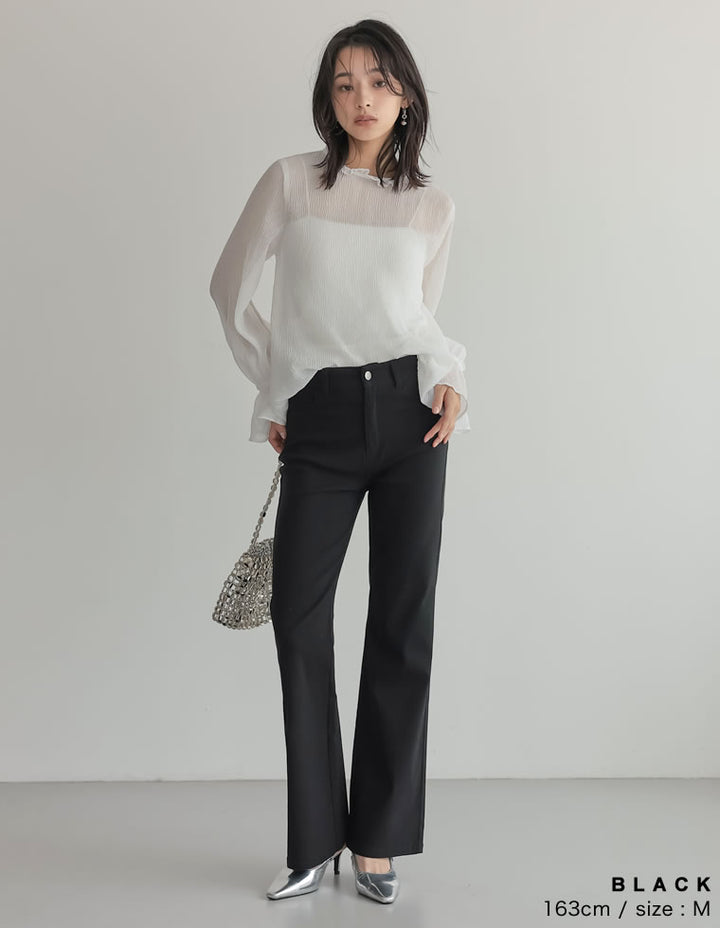 【TIME SALE 10%OFF ¥3,979⇒¥3,581】[2025 SUMMER COLLECTION][低身長/大きいサイズ有][美シルエット]スーパーストレッチキックフレアパンツ[mb] パンツ 人気レディースファッション通販 リエディ