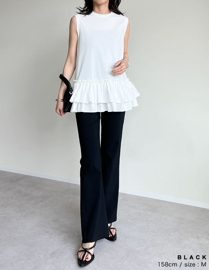 【TIME SALE 10%OFF ¥3,979⇒¥3,581】[2025 SUMMER COLLECTION][低身長/大きいサイズ有][美シルエット]スーパーストレッチキックフレアパンツ[mb] パンツ 人気レディースファッション通販 リエディ