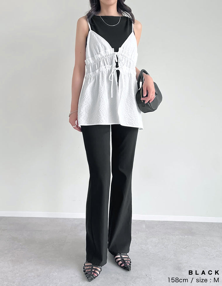 【TIME SALE 10%OFF ¥3,979⇒¥3,581】[2025 SUMMER COLLECTION][低身長/大きいサイズ有][美シルエット]スーパーストレッチキックフレアパンツ[mb] パンツ 人気レディースファッション通販 リエディ