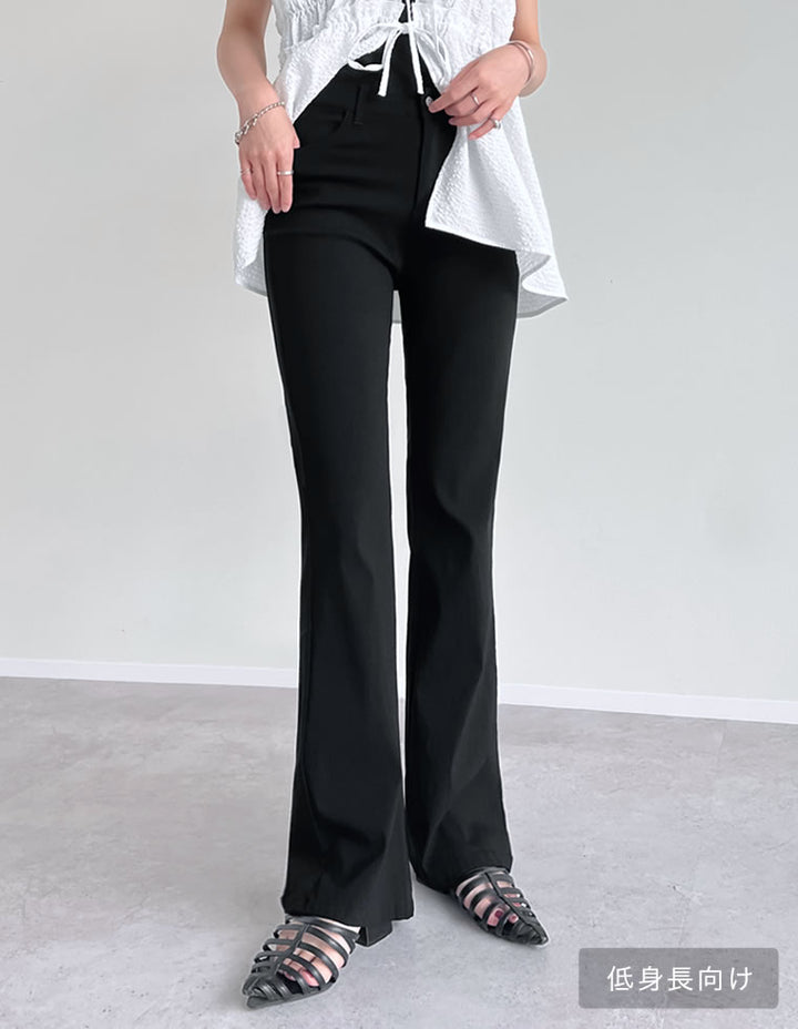 【TIME SALE 10%OFF ¥3,979⇒¥3,581】[2025 SUMMER COLLECTION][低身長/大きいサイズ有][美シルエット]スーパーストレッチキックフレアパンツ[mb] パンツ 人気レディースファッション通販 リエディ