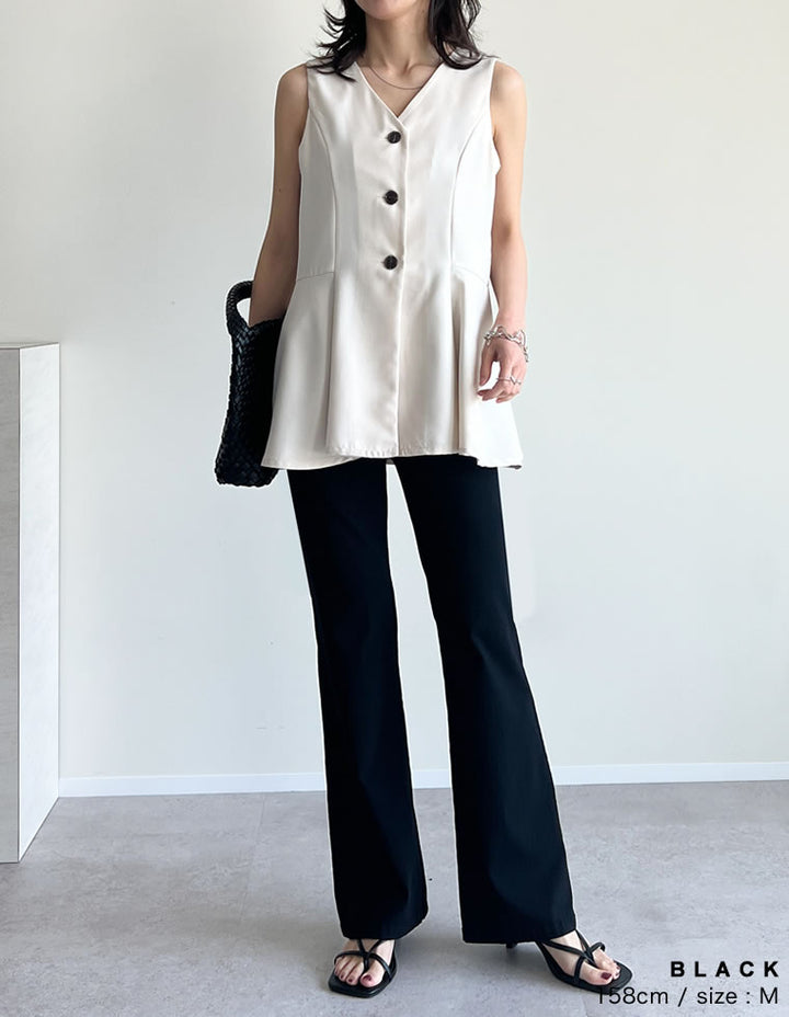 【TIME SALE 10%OFF ¥3,979⇒¥3,581】[2025 SUMMER COLLECTION][低身長/大きいサイズ有][美シルエット]スーパーストレッチキックフレアパンツ[mb] パンツ 人気レディースファッション通販 リエディ