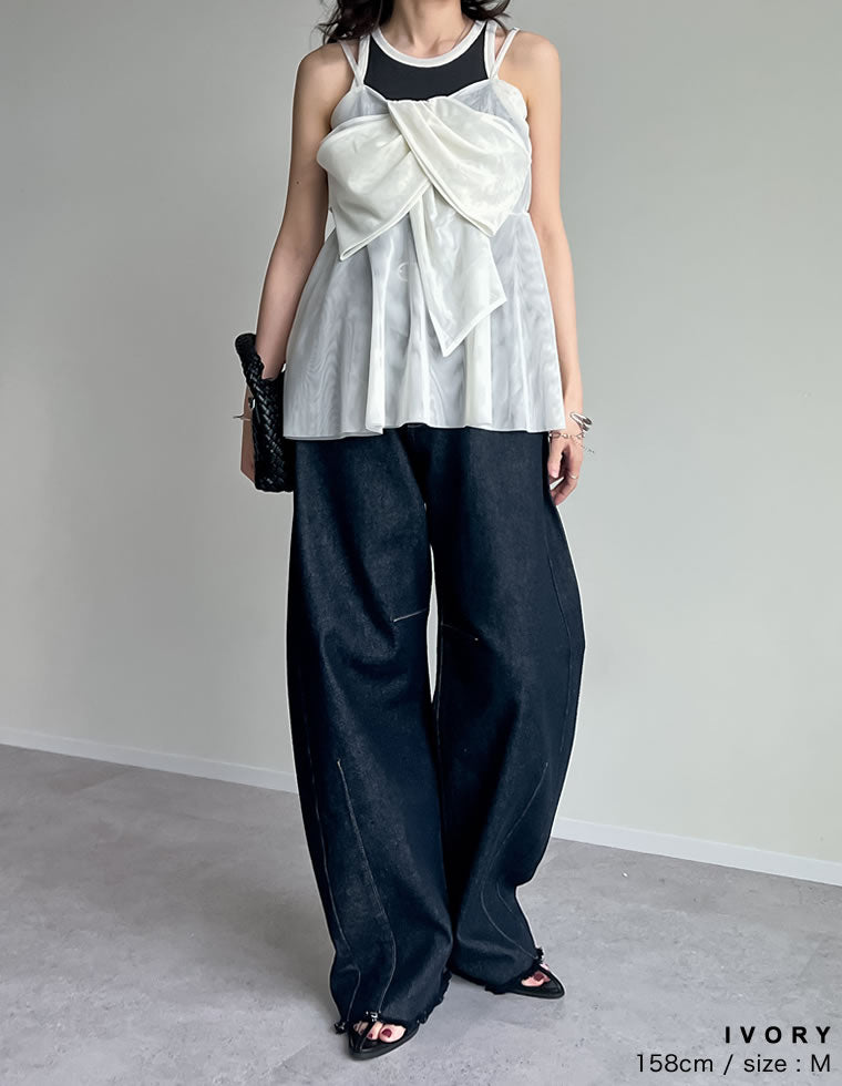 【ELISABETTA FRANCHI】ミディドレス チュール ビスチェ キャミ チュールノットデザインキャミビスチェ - トップス通販 | 人気