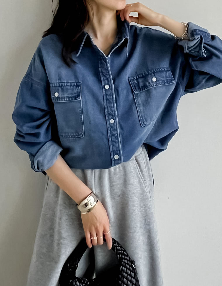 ダブルポケットダンガリーシャツ - トップス通販 | 人気レディース