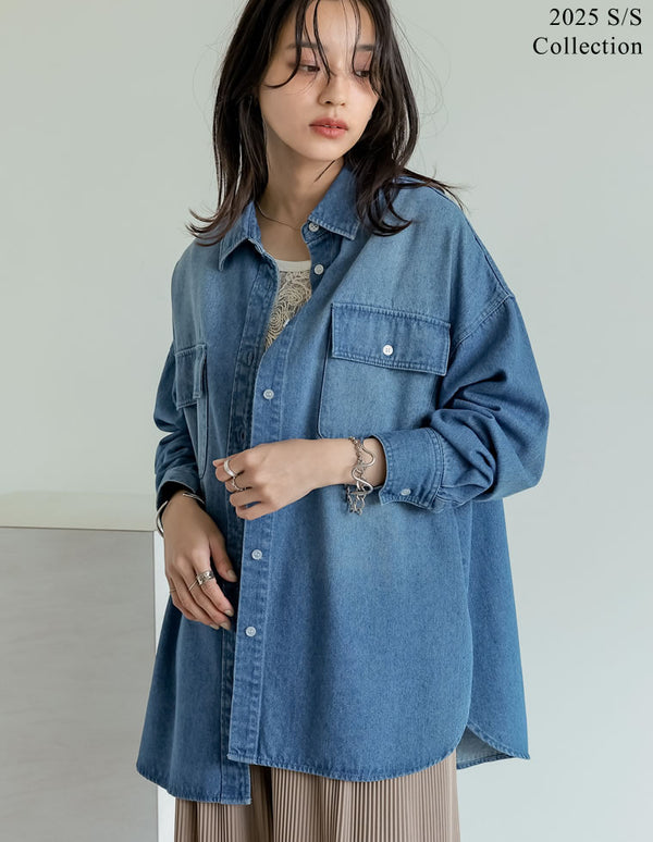 【限定TIME SALE 20%OFF ¥4,998⇒¥3,998】[2025SS COLLECTION]ダブルポケットダンガリーシャツ