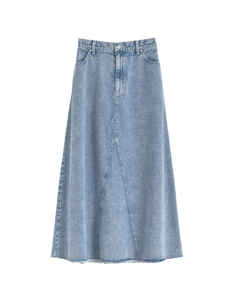 コットンデニムAライン切り替えスカート - スカート通販 | 人気