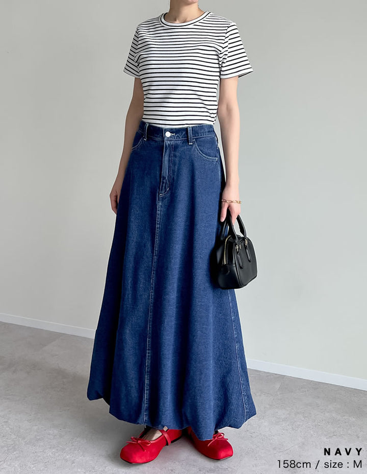【TIME SALE 30%OFF ¥5,998⇒¥4,198】[2025SS COLLECTION][低身長/高身長サイズ有]コットンデニムバルーンスカート スカート 人気レディースファッション通販 リエディ