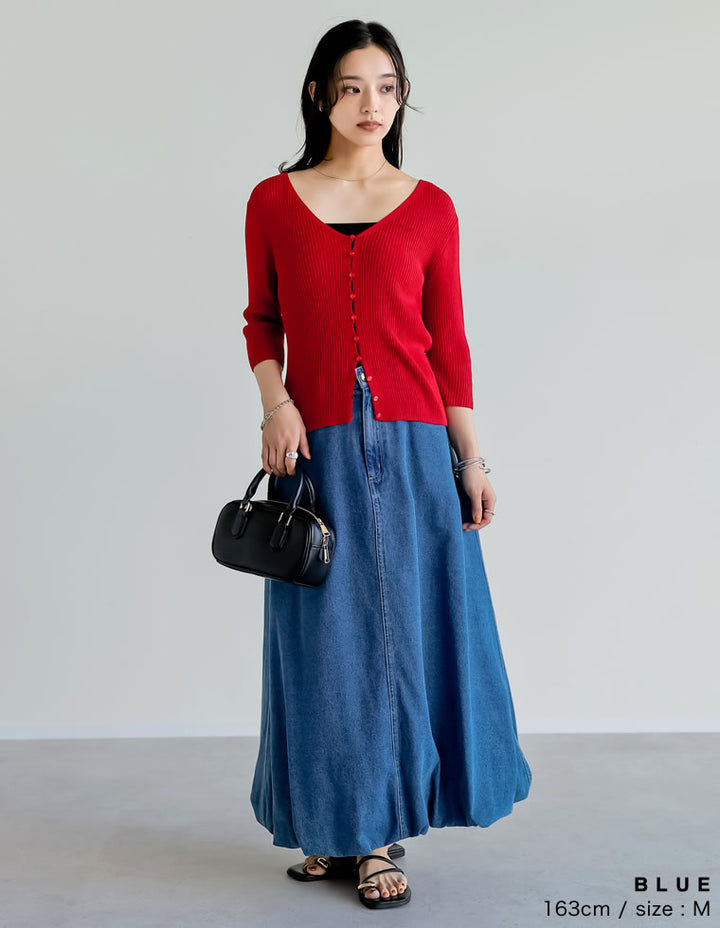 【TIME SALE 30%OFF ¥5,998⇒¥4,198】[2025SS COLLECTION][低身長/高身長サイズ有]コットンデニムバルーンスカート スカート 人気レディースファッション通販 リエディ