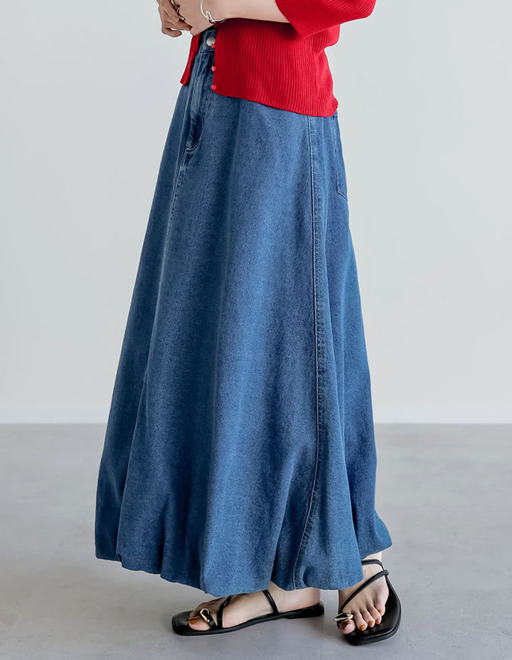 【TIME SALE 30%OFF ¥5,998⇒¥4,198】[2025SS COLLECTION][低身長/高身長サイズ有]コットンデニムバルーンスカート スカート 人気レディースファッション通販 リエディ