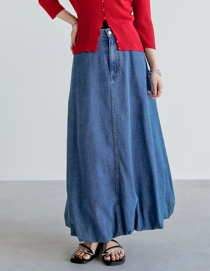 【TIME SALE 30%OFF ¥5,998⇒¥4,198】[2025SS COLLECTION][低身長/高身長サイズ有]コットンデニムバルーンスカート スカート 人気レディースファッション通販 リエディ