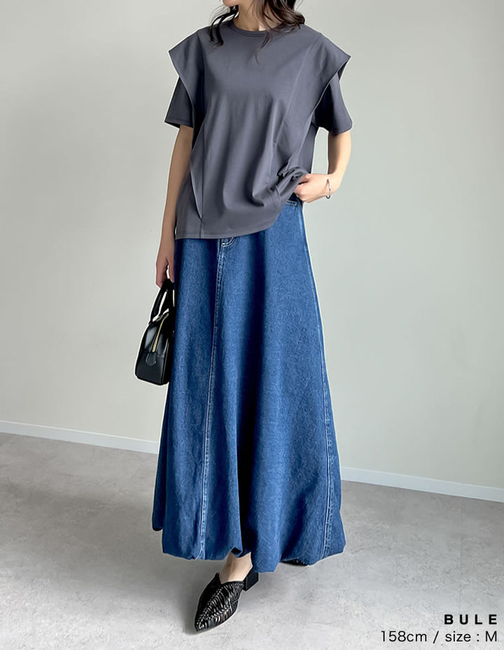 【TIME SALE 30%OFF ¥5,998⇒¥4,198】[2025SS COLLECTION][低身長/高身長サイズ有]コットンデニムバルーンスカート スカート 人気レディースファッション通販 リエディ