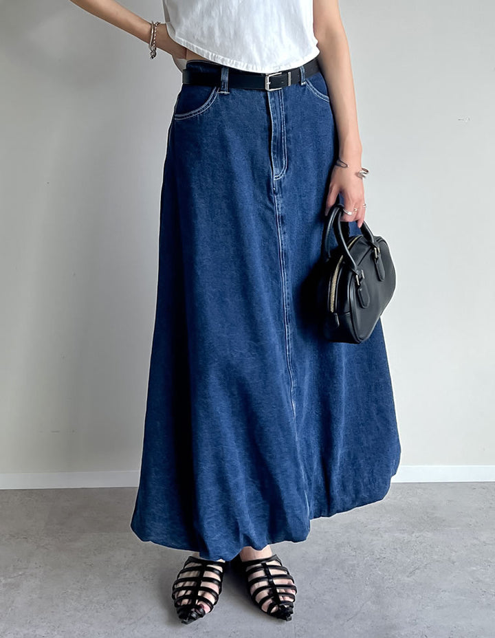 【TIME SALE 30%OFF ¥5,998⇒¥4,198】[2025SS COLLECTION][低身長/高身長サイズ有]コットンデニムバルーンスカート スカート 人気レディースファッション通販 リエディ