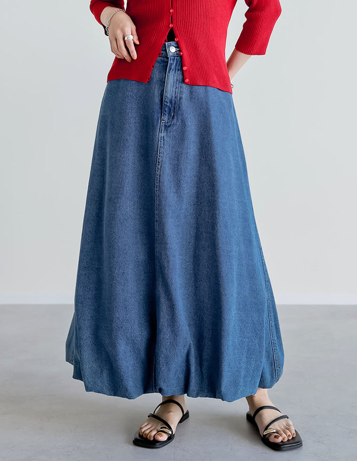 【TIME SALE 30%OFF ¥5,998⇒¥4,198】[2025SS COLLECTION][低身長/高身長サイズ有]コットンデニムバルーンスカート スカート 人気レディースファッション通販 リエディ