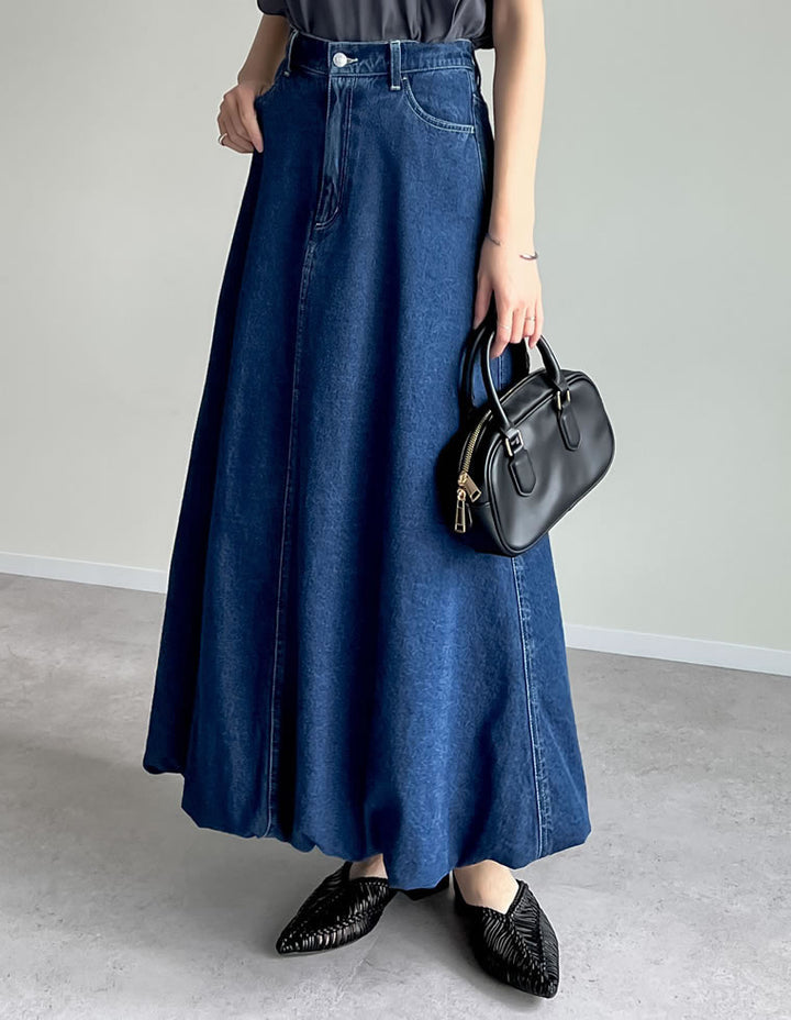 【TIME SALE 30%OFF ¥5,998⇒¥4,198】[2025SS COLLECTION][低身長/高身長サイズ有]コットンデニムバルーンスカート スカート 人気レディースファッション通販 リエディ