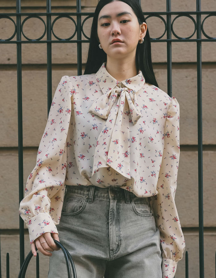 【TIME SALE 30%OFF ¥4,998⇒¥3,498】[2025SS COLLECTION][オケージョン セレモニー][2WAY]無地or花柄タイ付きブラウス トップス 人気レディースファッション通販 リエディ