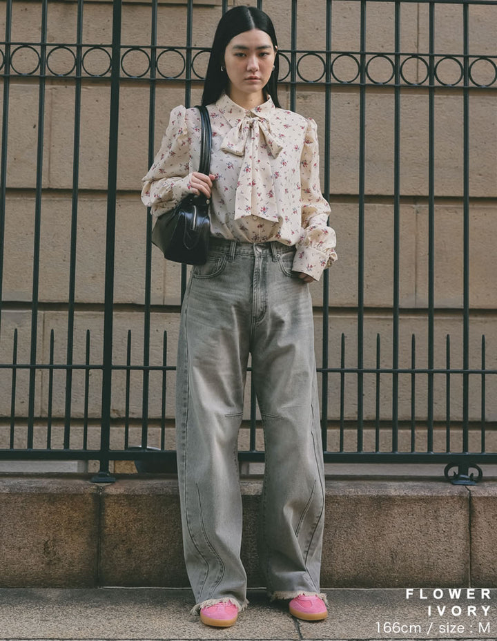 【TIME SALE 30%OFF ¥4,998⇒¥3,498】[2025SS COLLECTION][オケージョン セレモニー][2WAY]無地or花柄タイ付きブラウス トップス 人気レディースファッション通販 リエディ