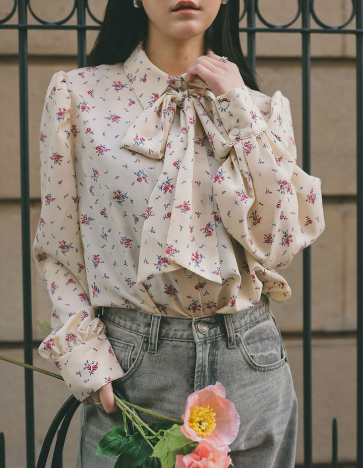 【TIME SALE 30%OFF ¥4,998⇒¥3,498】[2025SS COLLECTION][オケージョン セレモニー][2WAY]無地or花柄タイ付きブラウス トップス 人気レディースファッション通販 リエディ