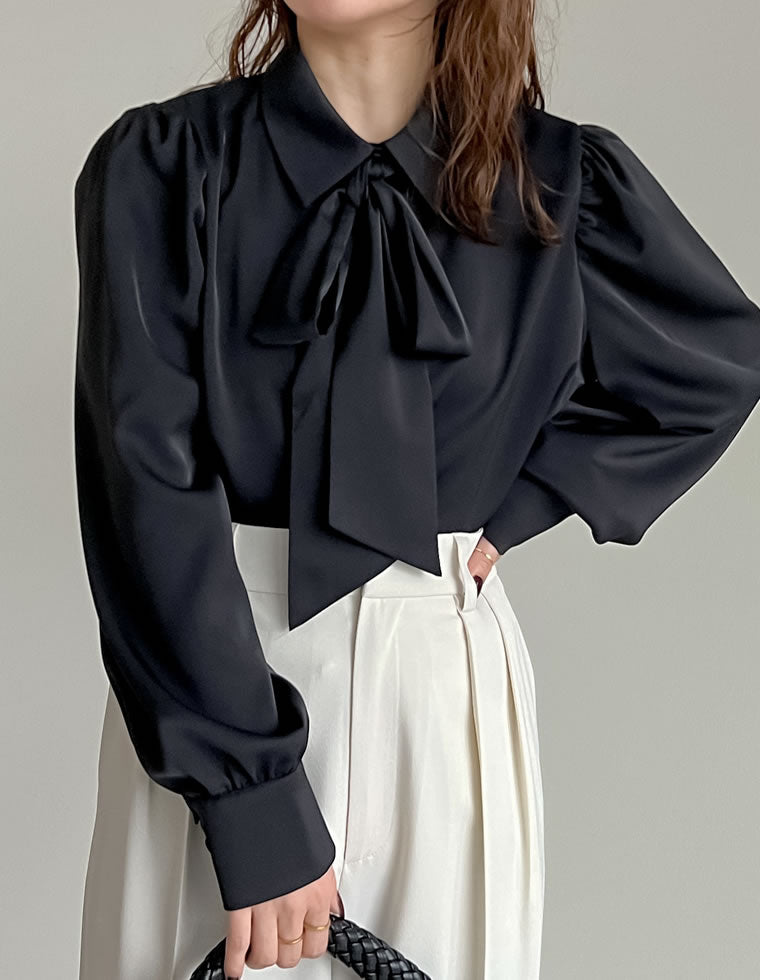 茶様　オーダーページ 無地or花柄タイ付ブラウス - トップス通販 | 人気レディース