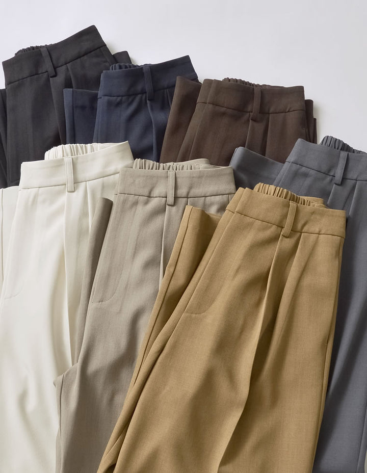 【TIME SALE 10%OFF】[オケージョン セレモニー][低身長/高身長サイズ有]ストレッチミックスツイルダブルタックワイドパンツ パンツ 人気レディースファッション通販 リエディ