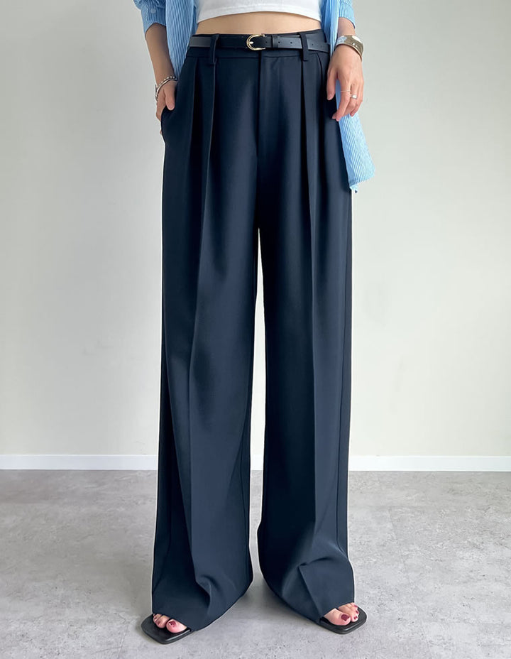 【TIME SALE 10%OFF ¥4,499⇒¥4,049】[2025SS COLLECTION][オケージョン セレモニー][低身長/高身長サイズ有]ストレッチミックスツイルダブルタックワイドパンツ パンツ 人気レディースファッション通販 リエディ