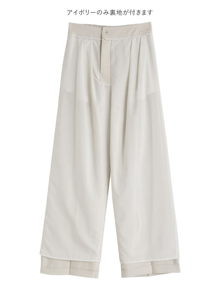 【TIME SALE 10%OFF ¥4,499⇒¥4,049】[2025SS COLLECTION][オケージョン セレモニー][低身長/高身長サイズ有]ストレッチミックスツイルダブルタックワイドパンツ パンツ 人気レディースファッション通販 リエディ