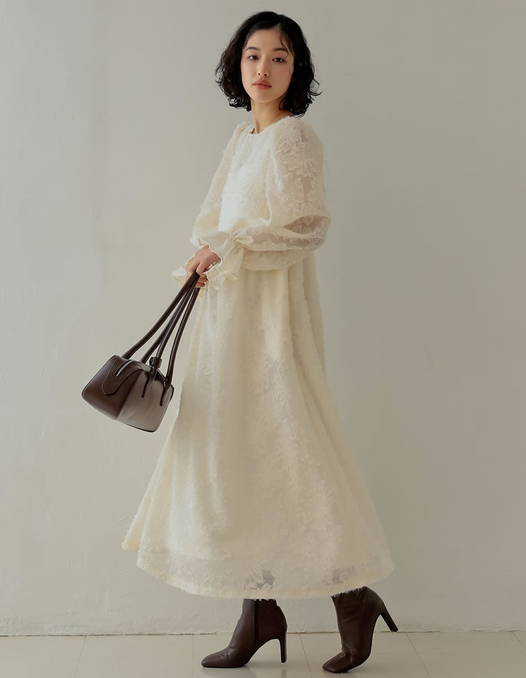 フラワージャガードシアーフレアワンピース - ワンピース通販 | 人気