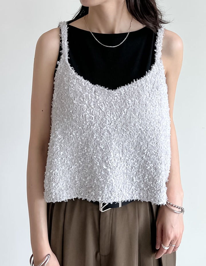 【TIME SALE 20%OFF ¥3,747⇒¥2,997】[2025SS COLLECTION]リボンヤーンキャミソールビスチェ トップス 人気レディースファッション通販 リエディ