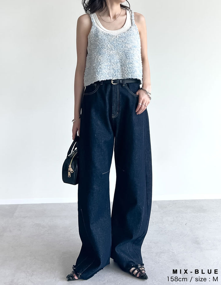 【TIME SALE 20%OFF ¥3,747⇒¥2,997】[2025SS COLLECTION]リボンヤーンキャミソールビスチェ トップス 人気レディースファッション通販 リエディ