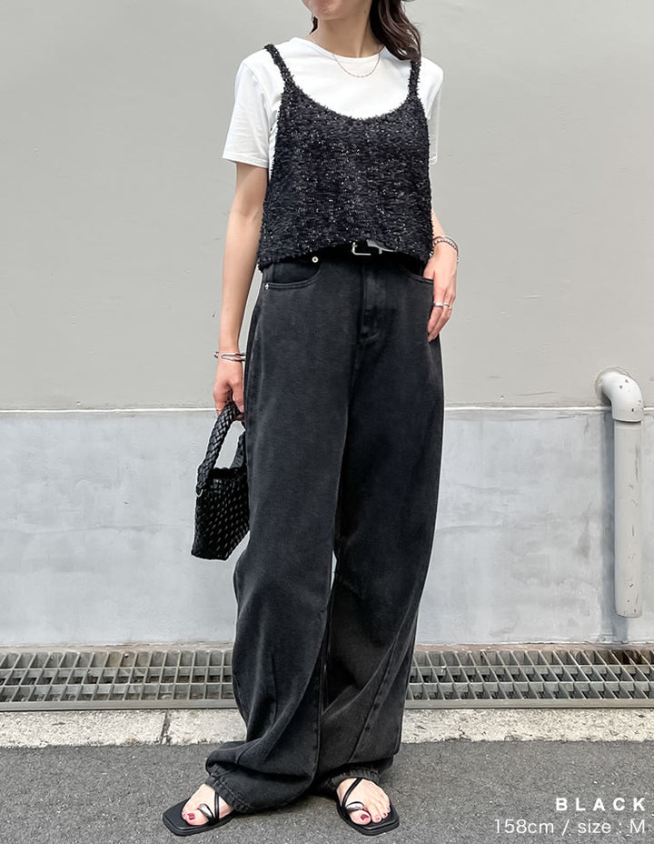 【TIME SALE 20%OFF ¥3,747⇒¥2,997】[2025SS COLLECTION]リボンヤーンキャミソールビスチェ トップス 人気レディースファッション通販 リエディ