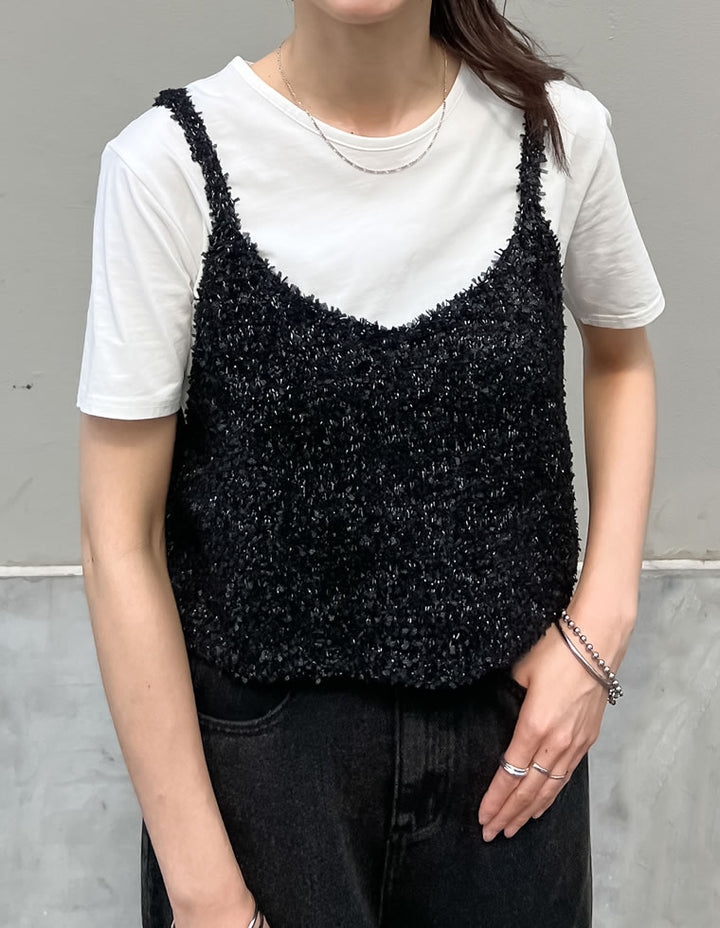 【TIME SALE 20%OFF ¥3,747⇒¥2,997】[2025SS COLLECTION]リボンヤーンキャミソールビスチェ トップス 人気レディースファッション通販 リエディ