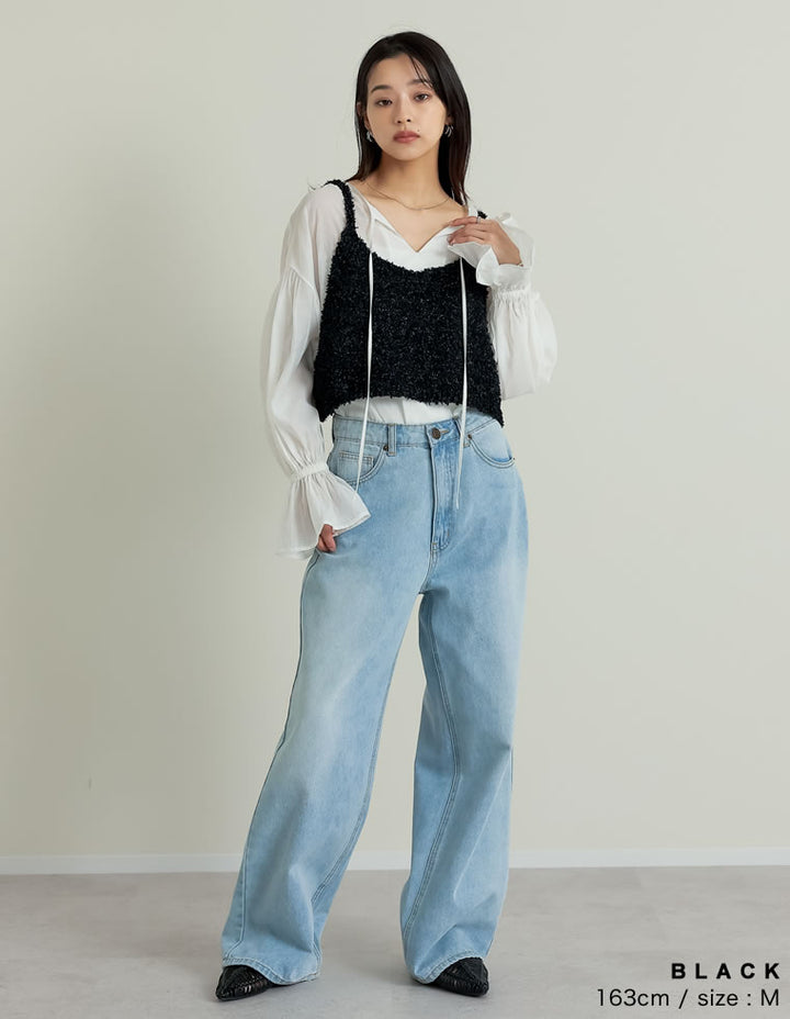 【TIME SALE 20%OFF ¥3,747⇒¥2,997】[2025SS COLLECTION]リボンヤーンキャミソールビスチェ トップス 人気レディースファッション通販 リエディ