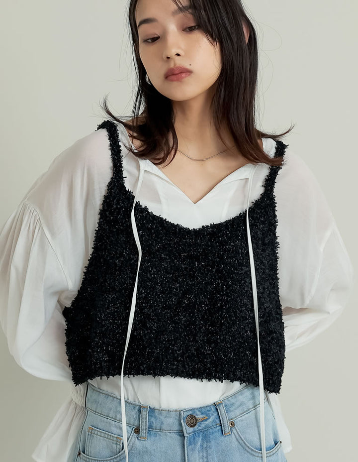 【TIME SALE 20%OFF ¥3,747⇒¥2,997】[2025SS COLLECTION]リボンヤーンキャミソールビスチェ トップス 人気レディースファッション通販 リエディ