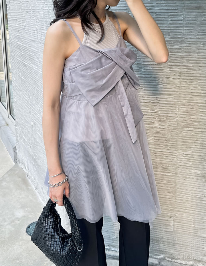 【TIME SALE 30%OFF ¥4,298⇒¥3,008】[2025SS COLLECTION][オケージョン セレモニー]チュールノットデザインチュニックキャミソール トップス 人気レディースファッション通販 リエディ