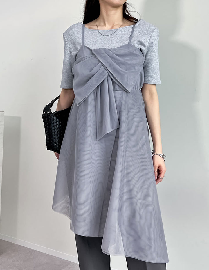 【TIME SALE 30%OFF ¥4,298⇒¥3,008】[2025SS COLLECTION][オケージョン セレモニー]チュールノットデザインチュニックキャミソール トップス 人気レディースファッション通販 リエディ