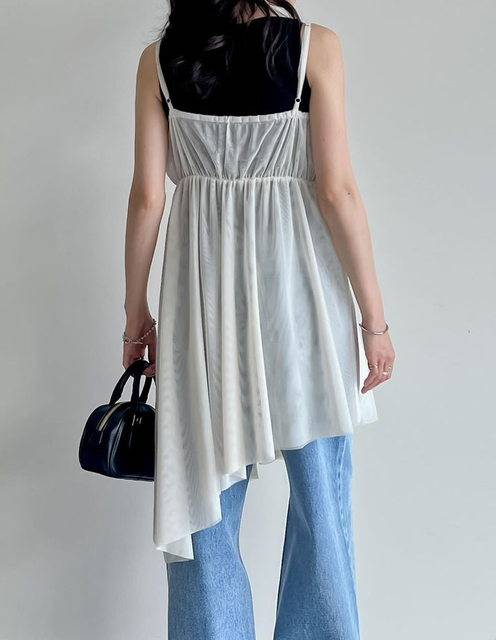 【TIME SALE 30%OFF ¥4,298⇒¥3,008】[2025SS COLLECTION][オケージョン セレモニー]チュールノットデザインチュニックキャミソール トップス 人気レディースファッション通販 リエディ