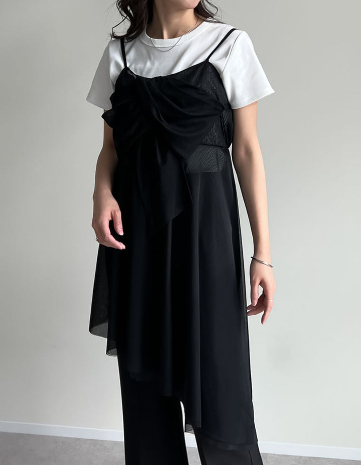 【TIME SALE 30%OFF ¥4,298⇒¥3,008】[2025SS COLLECTION][オケージョン セレモニー]チュールノットデザインチュニックキャミソール トップス 人気レディースファッション通販 リエディ