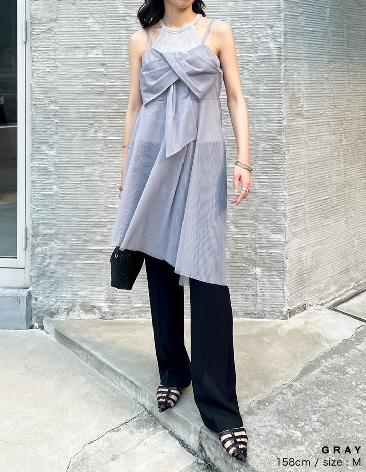 【TIME SALE 30%OFF ¥4,298⇒¥3,008】[2025SS COLLECTION][オケージョン セレモニー]チュールノットデザインチュニックキャミソール トップス 人気レディースファッション通販 リエディ