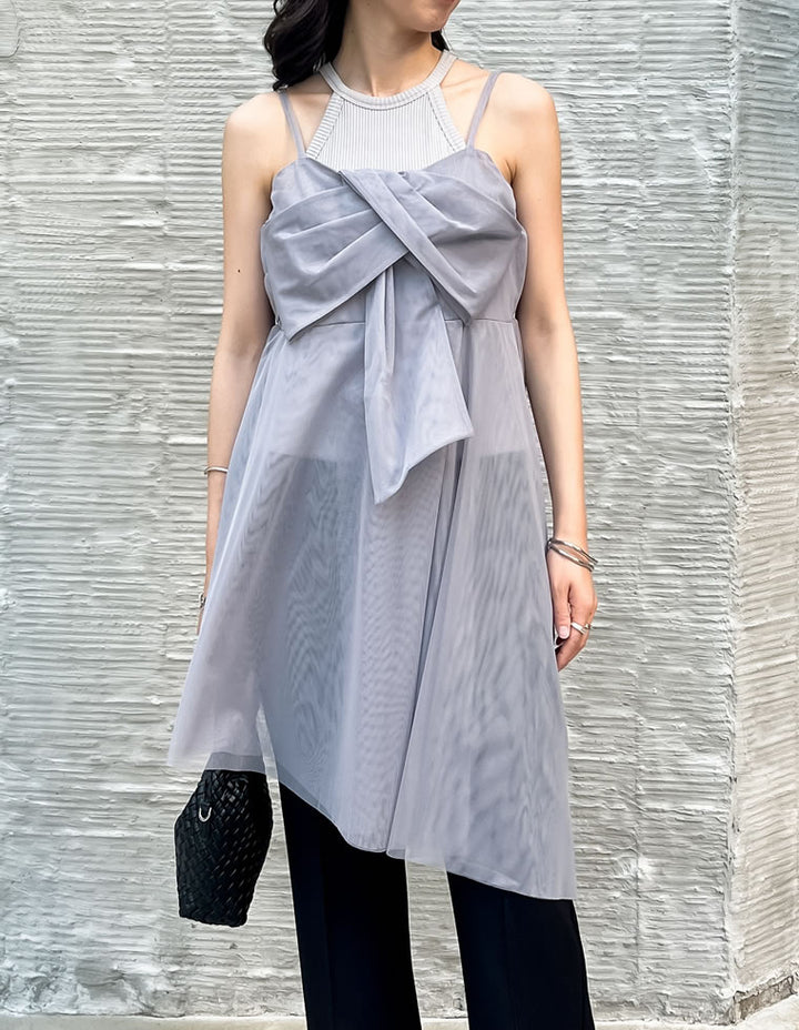 【TIME SALE 30%OFF ¥4,298⇒¥3,008】[2025SS COLLECTION][オケージョン セレモニー]チュールノットデザインチュニックキャミソール トップス 人気レディースファッション通販 リエディ