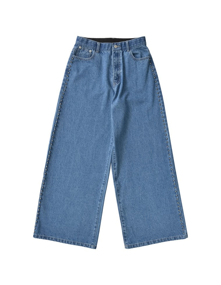 サイドスタッズワイドデニムパンツ - パンツ通販 | 人気レディース